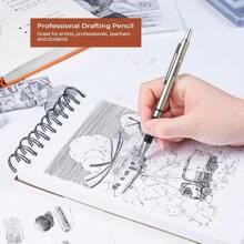 6PCS Art Mechanical Pencil Set, 3PCS Metal Drafting Pencil 0.5 Mm & 0.7 Mm & 0.9 Mm & 3PCS 2mm Graphite Lead Holder (2B HB 2H) For Writing, Sketching Drawing With Lead Refills Case - 銀色 - 查看 9