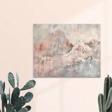 1 Pc Impressionist Gray-Pink And Brown  Wooden Framed Canvas Painting -  Thickness 2.25cm/0.9inch,Home Gift Decoration, Room Decoration Aesthetic, Wall Decoration Art, Perfect Gift, Autumn And Winter Wall Decoration, Living Room Decoration, Bedroom Decoration, Kitchen Decoration, Entry Decoration, Bathroom Decoration, Direct Wall Painting, High Quality Wall Painting Poster