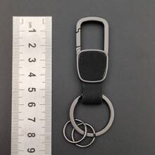 Customizable Engraving Matte Cowhide Genuine Leather Cross-Border DIY Keychain Pendant, Zinc Alloy Car Accessory