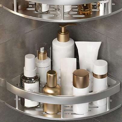 1pc Aluminum Alloy Bathroom Shelf, Kitchen Storage Organizer Rack, Shower Caddy, Wall Mounted Bathroom Accessories, No Drilling Required Bathroom Accessories Bathroom Tools Bathroom