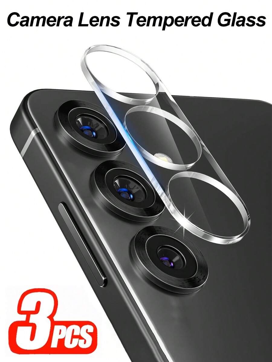 3 Packs Transparent Glass Camera Lens Protector Compatible With Samsung Galaxy , 9H Ultra Thin Clear Glass Cover Scratch-Resistant & Case Friendly [Not Affect Flash & Night Shot], Gift For Birthday, Family, Friends Lens Protector, Phone Accessories Waterproof Shockproof Anti-Fall Anti-Fall Anti-Fingerprint Full Cover - Clear - View 1
