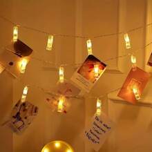 1pack 10/20/30/40 LED Clamp Photo String Light Battery Powered Bedroom Decorative Atmosphere Lamp For Home Wall Hanging Pictures Cards Tree Wedding Party Decoration