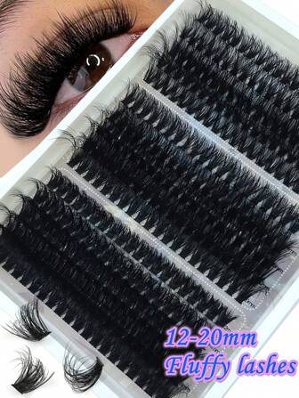 300pcs 100D/90D/80D/60D/70D Mixed Fluffy Eyelash Extensions Kit, Independent Eyelash Extensions For Lengthening, Density & Curling, 12-20mm Mixed Tray Lashes, Wedding Bridal Makeup Tools, Black Eyelash Extension Set, High Capacity Personal Eyelash Extension Book, Suitable For Home Use, Black Individual Lash Clusters For Daily Makeup, Upgraded Gift Boxlash Clusters,Eyelash Clusters,Individual Eyelashes,Lashes,Fake Lashes
