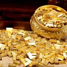 100 件迷你减压装饰金条块，合金材料，微型世界金块，派对魔术道具 - 彩色 - 查看 2