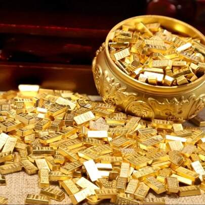 100 件迷你减压装饰金条块，合金材料，微型世界金块，派对魔术道具