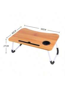 Mesa Cuadrada Pequeña, Mesa Plegable Multifunctional. You Can Put It In The Room And It Will Be Used For Use In The Dormitory. Tie A Support For Tablet And A Porta - Vasos, It Anti-Deslizante, Tiene A Ranura For Vasos And A Cajón.60*40*27CM - màu nâu - Xem 5