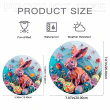 1 件复活节兔子亚克力墙标 - 圆形门挂饰，带有花朵和鸡蛋设计 - 户外复活节花环装饰、最佳复活节礼物、复活节饰品、节日装饰品 - 亞克力-圓 - 查看 7