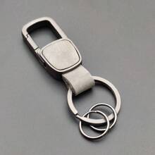 Customizable Engraving Matte Cowhide Genuine Leather Cross-Border DIY Keychain Pendant, Zinc Alloy Car Accessory
