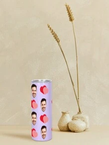 1 pieza Botella de agua personalizada de 600ml/20oz, taza personalizada con foto, taza de café de carro, taza recta portátil. Taza personalizada resistente al calor. Regalo para familia, amigos, parejas. San Valentín, Año Nuevo, Vacaciones, Regalos de Boda.