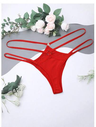 AB. 性感双扣镂空系带纯棉丁字裤，释放魅惑风情。镂空设计精准解决穿着不适，透气不闷热，完美展现迷人曲线。优质纯棉裆部，亲肤吸湿，敏感肌肤也能安心穿着。