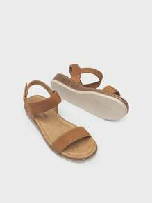2025 NEW Women Low Wedge Heel Sandals Cork Flat Sandals One Band Elastic Outer Comfortable Casual Shoes With Adjustable Ankle Strap - 駝色 - 查看 7