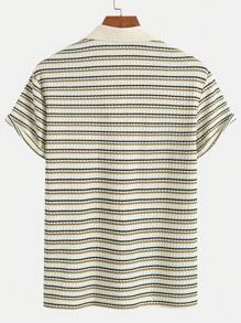Men's Casual & Fashionable Short Sleeve Pullover, Soft & Comfortable Skin-Friendly Striped Breathable Knit Fabric Premium Design Summer Top - Apricot - View 3