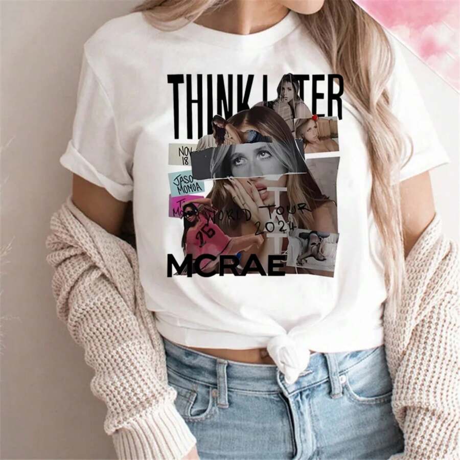 Tate Mcrae Tee Wo Funny Streetwear T-S Girl 2000s Clothes - White - View 1