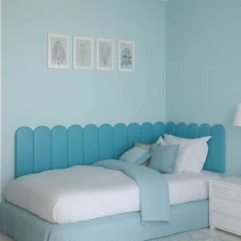 Kit Of 15 Cloud Headboards Upholstered Box Bed Modular Board 45x20 In L - Baby Blue - View 1