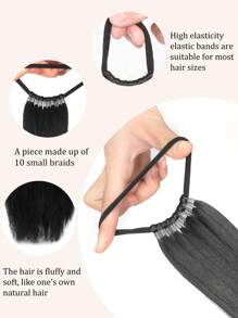 24-Inch Ponytail Hair Extensions, Multi-Functional Elastic Band, Heat Resistant, Long Straight DIY Wrap-Around Synthetic Wig For Women. - Multicolor - View 4
