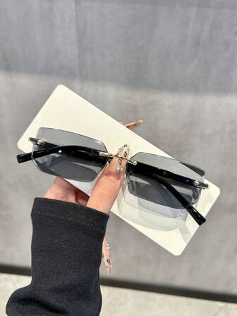 1/5pcs Unisex Frameless Pink Small Frame Fashion Glasses, Fashion Accessory For Driving, Travel & Casual Wear, Y2K Style, Suitable For Summer Holidays For Summer Beach Vacation,Outdoor,Travel