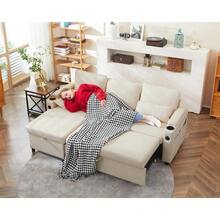 DURASPACE Sofa Bed Sleeper Pull Out 2 In 1 Sectional Sleeper Sofa Couches With Storage,USB, Cup Holder,Pullout Sectional Couches For Apartment Living Room (Dark Gray) - Màu be - Xem 3