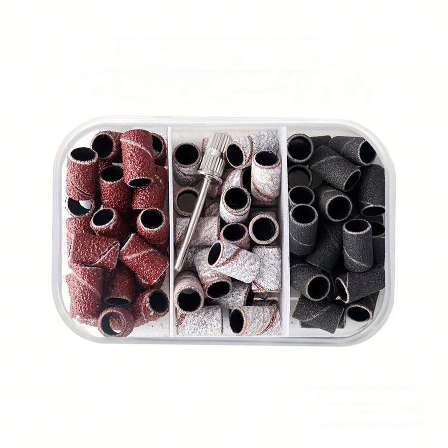 75Pcs Nail Sanding Bands With 3/32" Mandrel Bit, 80#120#180 Nail Sanders For Nail Drill Bit Acrylic Nails, Manicures, Pedicures Tools