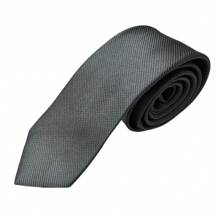 Premium Solid Plain Striped Slim Twill Tie - Dark Grey - View 2