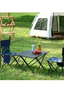 1pc Black Portable Outdoor Folding Table