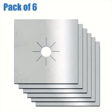 6pcs Reusable Gas Stove Burner Covers, 0.12mm Thick, Non-Stick, Easy To Clean Kitchen Cooking Pad Household Supplies