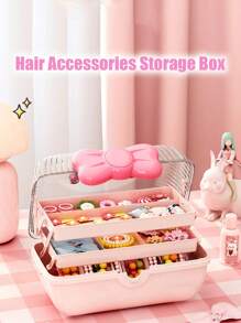 1 Organizador de accesorios para el cabello - Contenedor de artesanía de ABS, caja de maquillaje a prueba de polvo | Organizador de 3 capas de uso múltiple con asa para uñas, caja de lazos y accesorios para el cabello, 27.5x14.5x15cm. Ideal para decoraciones de Halloween, almacenamiento de decoraciones de Halloween, decoraciones de Acción de Gracias, almacenamiento de decoraciones de Acción de Gracias, fiestas de revelación de género, perfecto para cumpleaños, bodas, fiestas, el regalo perfecto para colegas, amigos y familiares, de vuelta a la escuela - Multicolor - Ver 8