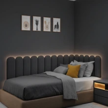 Kit Of 15 Cloud Headboards Upholstered Box Bed Modular Board 45x20 In L - Grey - View 1