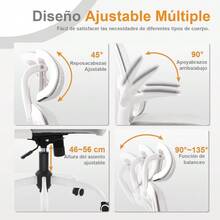 HOMEMAKE FURNITURE Silla Oficina ergonómica de Respaldo Alto con Soporte Lumbar Ajustable Altura reclinable descansabrazos Ajustables Silla Gamer sillas para Escritorio Silla ergonomica Gris - Gris - Ver 8