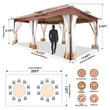 COBIZI Gazebo 12x20 With Upgraded Cold Resistant Curtains Nets Outdoor Gazebo Winter Gazebo Heavy Duty Gazebo Double Roof With Metal Frame Pavilion Tent For Patio