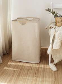 1pc Linen Dirty Clothes Basket, Foldable Handheld Fabric Laundry Hamper For Bedroom, Bathroom, Clothes Storage