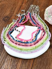 Collar de cuentas de piedras naturales elegante, collar hecho a mano con cuentas de cuarzo rosa y cuarzo de fresa, joyería de energía curativa y equilibrante de colores para mujeres
