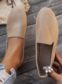 Mocasines planos para mujer, de material de terciopelo, mocasines deslizantes para mujer, cómodos mocasines para exteriores para mujer, mocasines clásicos y versátiles de estilo retro para mujer