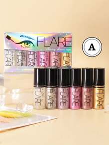 6件套迷你闪光液体眼影和眼线笔套装，彩色钻石闪亮玫瑰金银色液体闪光，防晕染，提亮，便携，专业级，适合派对、户外、阳光下妆容 - 彩色 - 查看 4