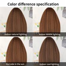 Tóc giả ren tổng hợp thẳng Kinky không cần keo HD ren nổi bật màu nâu vàng ombre dài thẳng tự nhiên yaki đường chân tóc 13x4 sợi chịu nhiệt miễn phí nhổ sẵn với tóc con 26 inch mật độ 180% cho phụ nữ mặc hàng ngày dự tiệc - Màu dương cầm - Xem 10