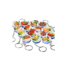 3 Pieces Mini Food Keychain PVC Simulation Flower Bowl Noodle Keychain Creative Cute Delicious Food Keyring Kitchen Dollhouse Accessories School Bag Key Pendant Accessories - Multicolor - View 5