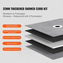 SKYSHALO Shower Curb Kit, 60"X38"/  36"X36"/48"X72"/ 72"X72" Shower Pan Kit With 6.3" Offset Drain Or Central Drain, Lightweight EPS Shower Installation Kits With 2 Waterproof Cloths, Shower Pan Slope Sticks Fit For Bathroom