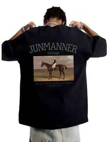 Camiseta mimeografiada con estampado de letras en blanco y negro de street rider art dream 100 % algodón, de elasticidad media, cómoda para todas las estaciones, adecuada como regalo para amigos