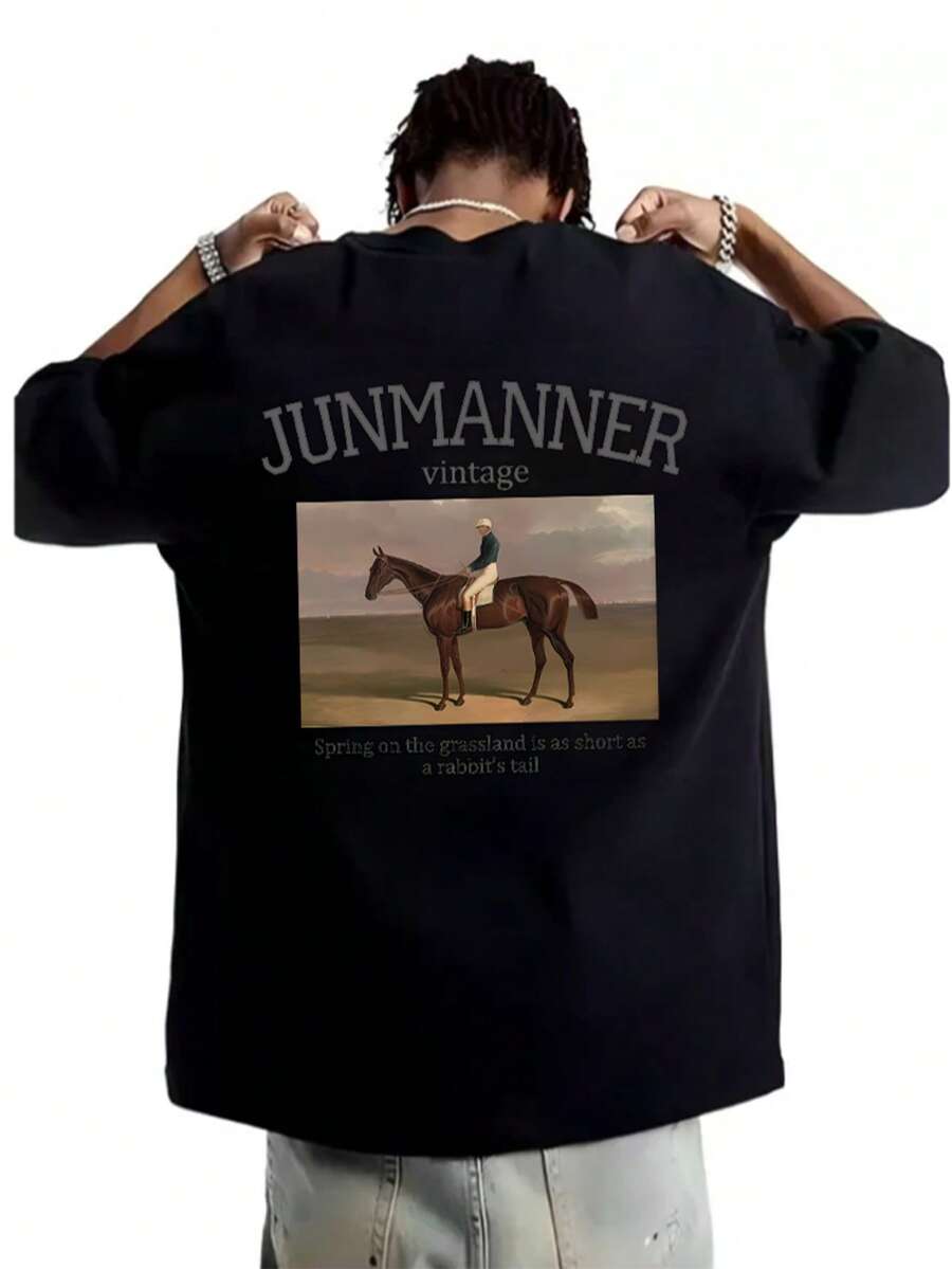 Camiseta mimeografiada con estampado de letras en blanco y negro de street rider art dream 100 % algodón, de elasticidad media, cómoda para todas las estaciones, adecuada como regalo para amigos