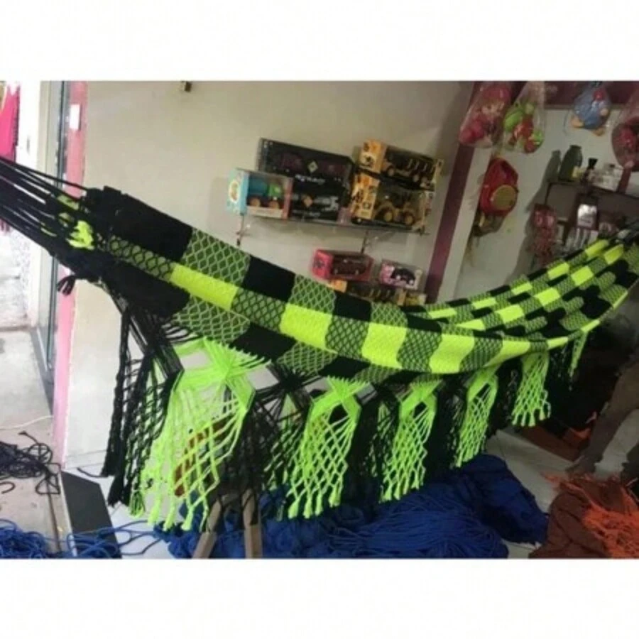 Luxury Large Reinforced Double Rest Sleeping Hammock - 螢光綠配黑色 - 查看 1