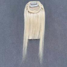 Toppers de cabelo para mulheres, topper de cabelo com capa 3D com franja, grampo de cabelo com cabelo ralo, toppers fofos de 10 polegadas, peças de cabelo para mulheres, grampo em franja (loiro misto ombré com raiz escura para loiro)