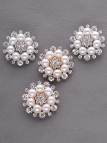 4 件/套高端金属花水钻珍珠纽扣，适用于婚礼装饰、服装、珠宝制作、DIY 鞋子、帽子、包包、缝纫配件