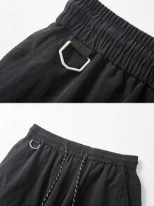 男士工装短裤多口袋时尚休闲百慕大短裤 - 黑色 - 查看 6