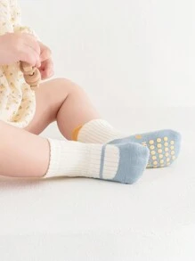 3 Pairs Cute Baby Socks With Anti-Slip Dotted Rubber Sole, Perfect For Toddler Walking