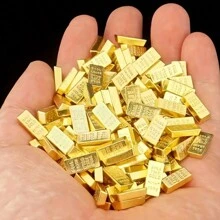 100 件迷你减压装饰金条块，合金材料，微型世界金块，派对魔术道具 - 彩色 - 查看 12