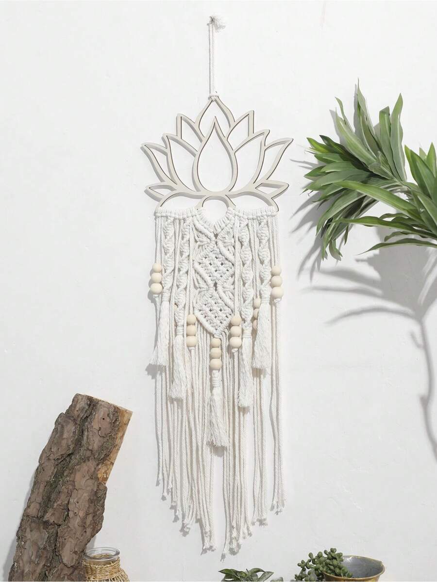 Lotus Macrame Wall Hanging Boho Macrame Dream Catcher Large Craft Ornament For Dorm Home Bedroom Apartment Room Decoration Gift