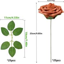 10/30/50支象牙色泡沫仿真玫瑰带茎，适用于DIY婚礼花束、新娘送礼会中心装饰品、派对餐桌装饰、情人节和母亲节装饰、生日和毕业礼物（不含纸盒） - 橘色 - 查看 10