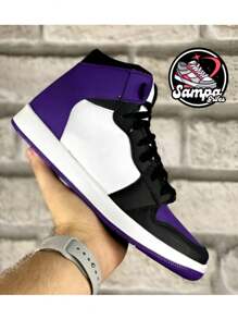 Men's Women's Casual High-Top Basketball Boot Sneakers Mj 1 Boot Various Colors 34 To 43 Chicago - Màu tím - Xem 2