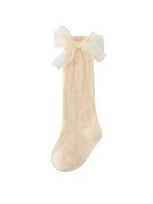 1 Pair Infant/Toddler Spring/Summer Knee High Socks, Bow & Mesh Leg Warmers, Autumn Mosquito-Repellent Socks