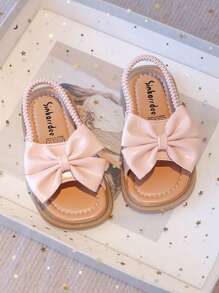 Nouvelles sandales d'été 2025 1 paire avec nœud décoratif pour bébé/jeune fille, bout ouvert