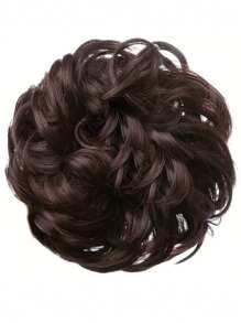 凌乱发髻假发，凌乱假发发片，弹力头带，卷发发髻凌乱发束 5 英寸波浪卷曲合成纤维适合日常佩戴 - 彩色 - 查看 19